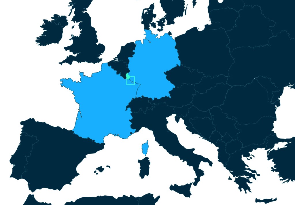 Lage der Grande Region Hydrogen zwischen Frankreich, Luxemburg und Deutschland